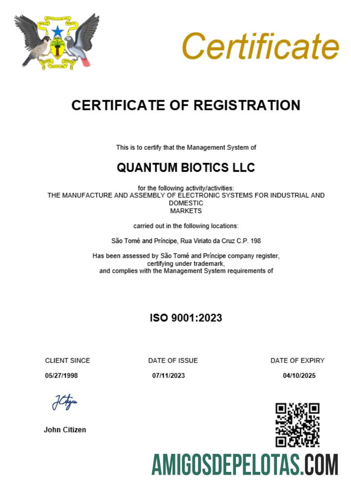 printable São Tomé And Príncipe Business Registration Certificate Word And PDF modelo